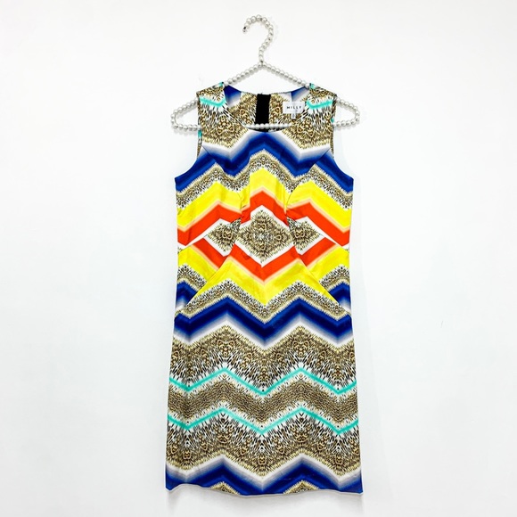 Milly Chevron Paneled Shift Mini Dress in Exotic Cheetah Print - Picture 2 of 7